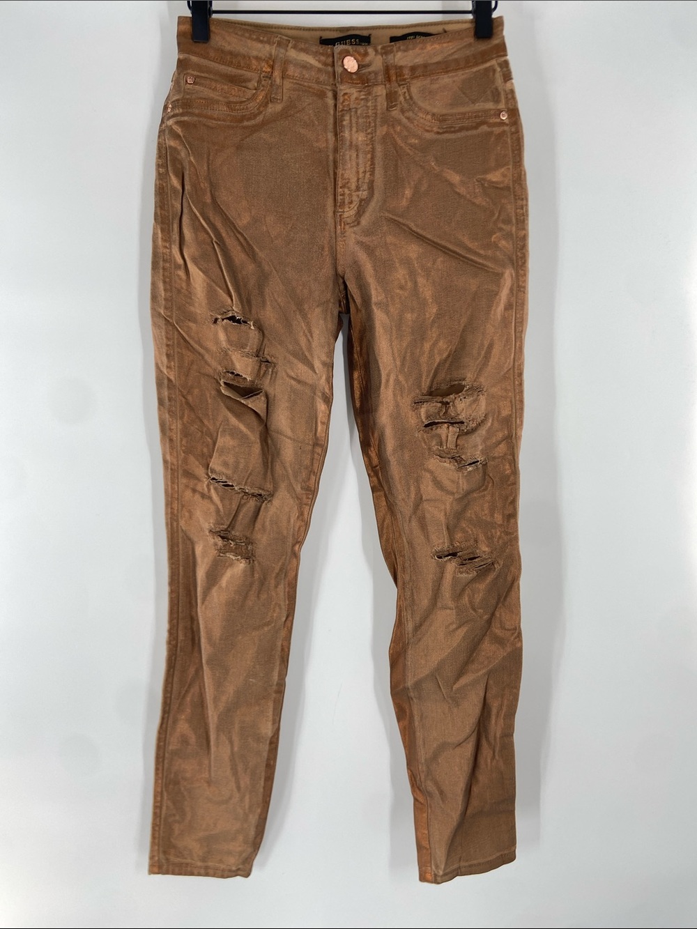 Guess 1981 Brown Metallic Skinny Jeans Size 28 Gently Used